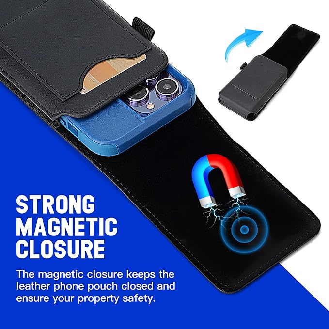 Mopaclle Vertical Cell Phone Holster with Belt Clip and Loop,Rugged Phone Belt Holder Compatible with iPhone 17 Pro iPhone 16, 15, 14 Pro, Galaxy S25, S24, S23 – Fits with Case On