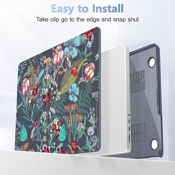 for MacBook Pro 16 inch Case 2021 2022 2023 2024 Release A3186 A3403 M4 A2991 M3 A2780 M2 A2485 M1 Pro/Max, Hard Shell Case with Screen Protector & Keyboard Cover, Flowers & Herbs