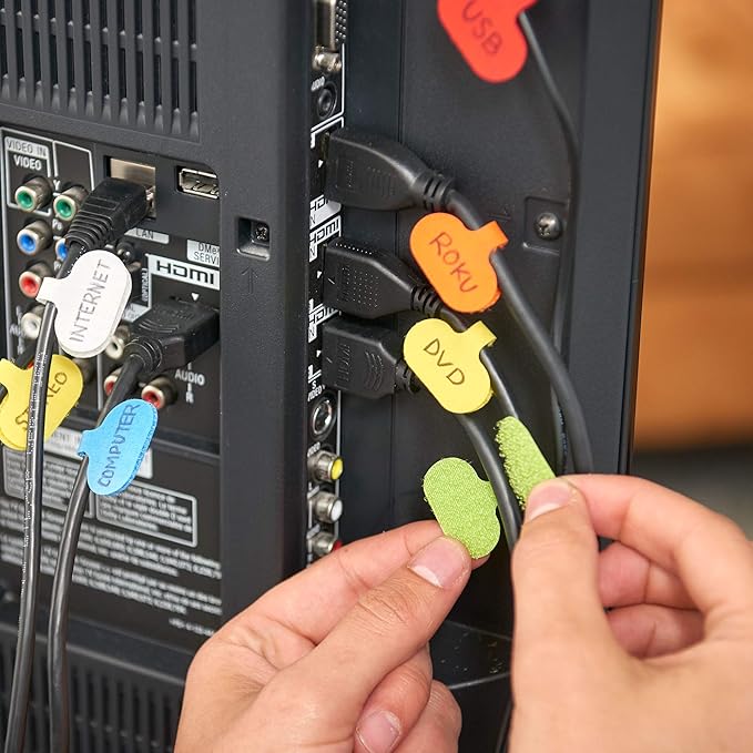 Cable Labels by Wrap-It Storage, Regular, White (36 Pack) - Write On Cord Labels, Wire Labels, Cable Tags and Wire Tags for Cable Management and Electronics, Computers. Great Stocking Stuffer