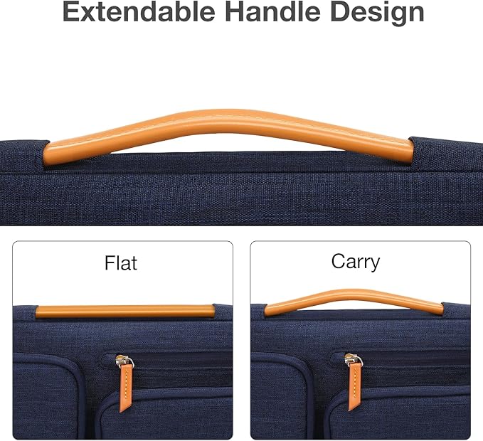 MOSISO 360 Protective Laptop Case 13 inch, 13 inch Laptop Sleeve Compatible with MacBook Air M4 M3 M2 M1 2025-2018/Pro M2 M1 2025-2016, Side Open Carrying Case with 4 Zipper Pockets&Handle, Navy Blue