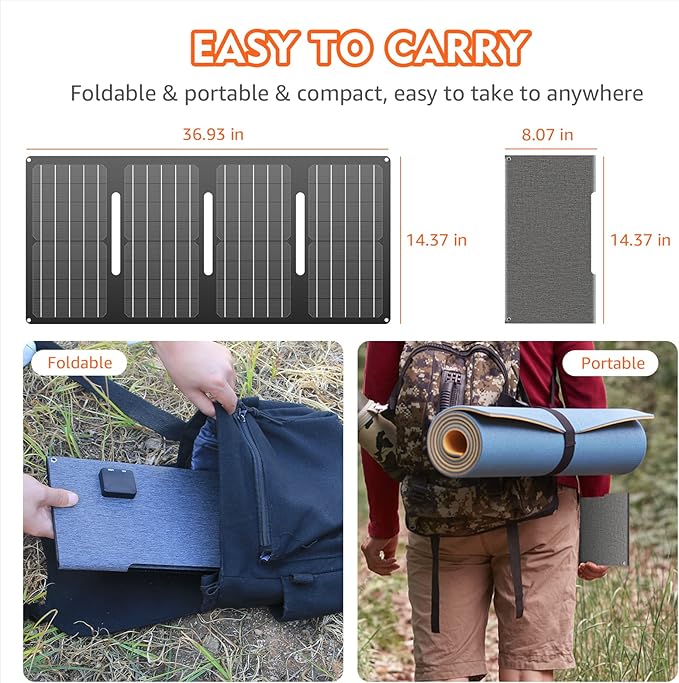 Apowking 146Wh Portable Power Bank with AC Outlet & 40W Foldable Solar Panel, Portable Laptop Charger 110V/100W with USB & DC Output for Camping, Home Emergency, Traveling, RV Trip