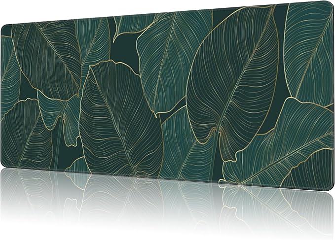 Mouse Pad Large Monstera Line Art Non-Slip Gaming Desk Mat with Stitched Edge Laptop Keyboard Desk Pad for Work Home Gaming (35.4 x 15.7 Inches)