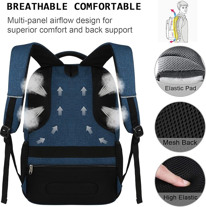 Laptop Backpack,Business Travel Anti Theft Slim Durable Laptops Backpack with USB Charging Port,Water Resistant College Computer Bag for Women & Men Fits 15.6 Inch Laptop and Notebook - Blue