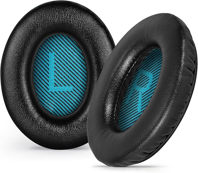Aurivor Replacement Ear-Pads for Bose QuietComfort QC 35 (ii) 25 15 2 Headphones, Tear-Proof Cushion for QC35 (ii) QC25 QC15 QC2 SoundTrue/SoundLink AE2/AE2i/AE2w Around-Ear Headphones (Black)