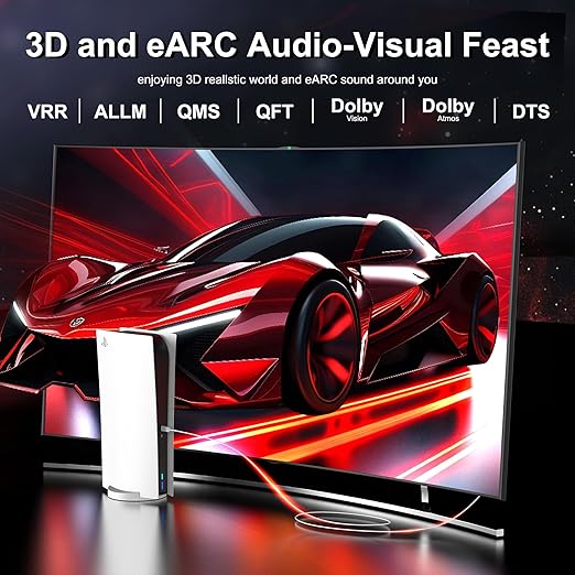 8K Fiber Optic HDMI Cable 80 FT, 8K@60Hz 4K@240Hz, Thin Extra Long HDMI Cable 48Gbps Ultra High Speed, Dynamic HDR, eARC, HDCP 2.2&2.3, 3D, Compatible for PS4/5/Xbox/TV/Laptop/Monitor