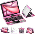 GUSGU Transparent Case with Wireless Keyboard only for 2024 iPad Pro 13-in.(M4), 7 Colors Backlight, Trackpad, 360°Rotating Stand for iPad Pro 13, Tech Style