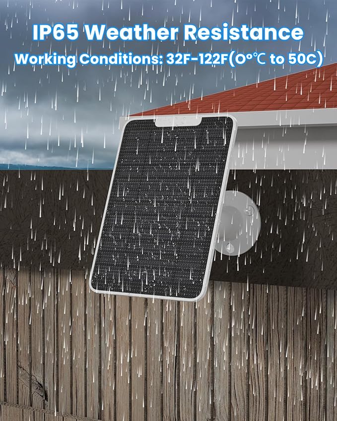 5W Arlo Solar Panel Charger Compatible with Arlo Essential Spotlight/XL Spotlight Camera, Arlo Essential Solar Panel Charger w/ 10ft Waterproof Micro USB Charging Cable, Adjustable Wall Mount, 1 Pack