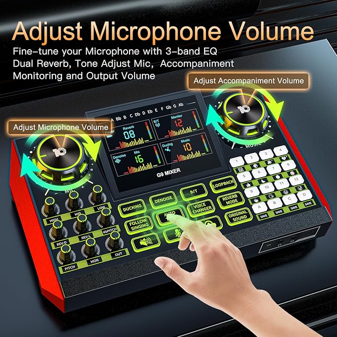 Podcast Equipment Bundle – Condenser Microphone with 3.5mm Audio Interface, Live Sound Card & Soundboard for PC, for Podcasting,Singing, Phone Streaming