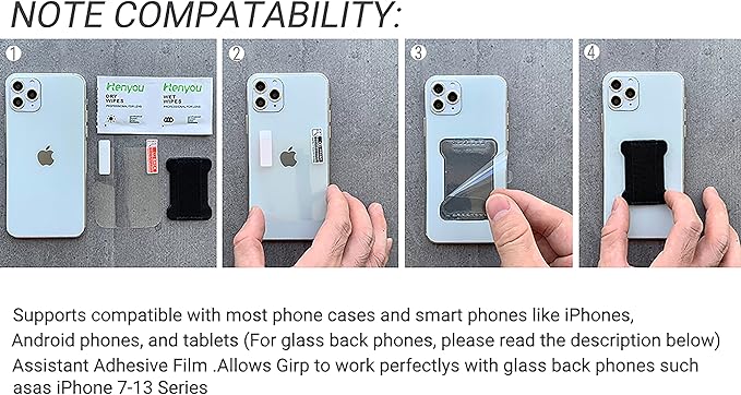 Universal Phone Grip for Smartphones - Phone Holder for Hand -Wireless Charging Compatible (Dark Blue) - 2Pack