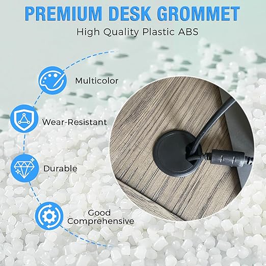 Desk Grommet 2" (50 mm), Desk Cord Hole Cover, Cable Grommet ABS Plastic, Desk Hole Grommet for Office and Home Table Cable, Detachable Adjustable Cable Cord Organizer (White 2 Pcs)
