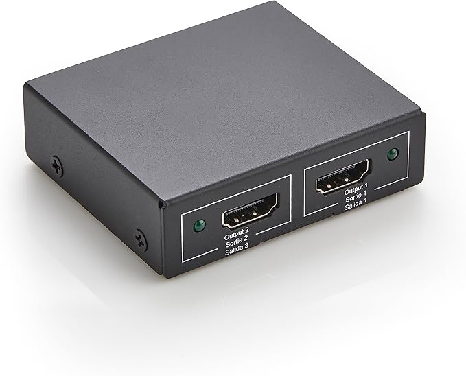 Amazon Basics HDMI Splitter 1 in 2 Out, 4K@30Hz for Dual Monitors, Mirror Only, Black