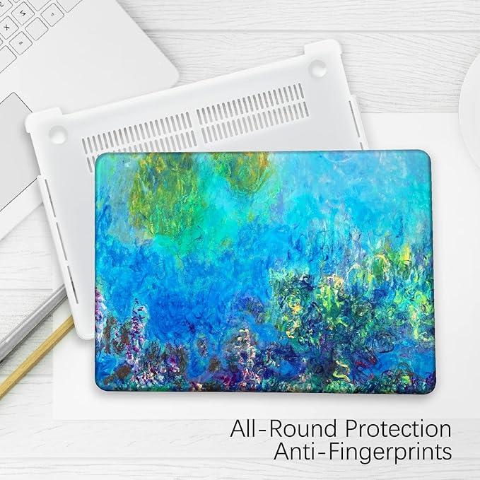 Berkin Arts for MacBook Air 13.6 inch Case A3240 A3113 A2681 (M4 M3 M2) 2025 2024-2022 Release with Keyboard Cover & Screen Protector Cloisonnism (Wisteria by Monet)
