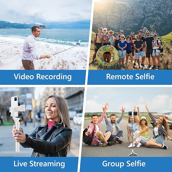 Selfie Stick Tripod, 40 in Retractable Tripod for iPhone with Wireless Remote Control & Light, Portable Phone tripods for Photograph, Live Streaming, Video Recording, Compatible with All Cellphones