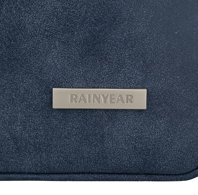 RAINYEAR 16 Inch Laptop Sleeve PU Suede Leather Case Protective Padded Cover Water Resistant Carrying Bag Compatible with 16" MacBook Pro/Max A2780 A2991 A3403 A3186 A2141 A2485 (Deep Blue)