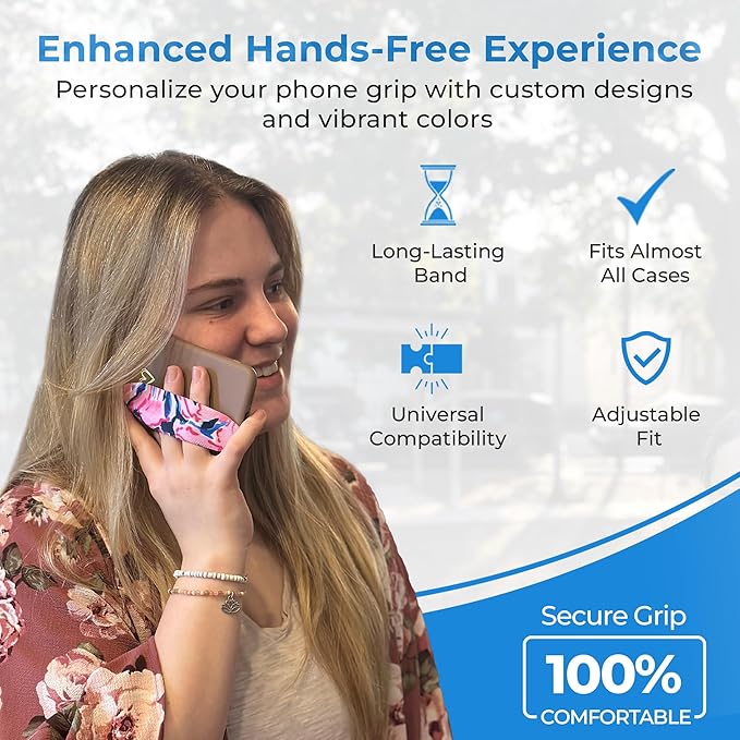 Phone Grip Strap - Pack of 2 Reversible Finger Holder for Phone Back, Customizable Anti-Slip Design, Wireless Charging Compatible Detachable Holder for iPhone - Shark Bites