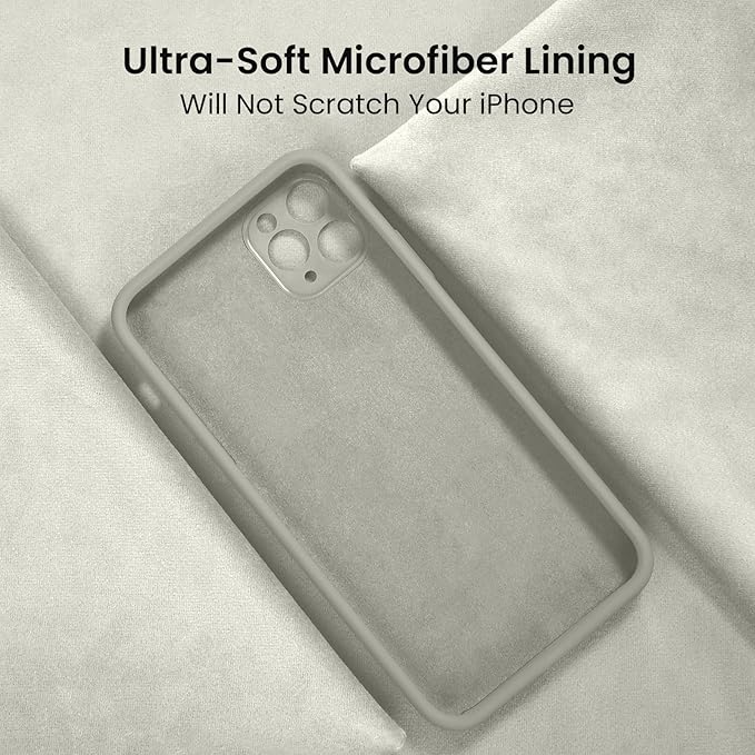 FireNova Designed for iPhone 13 Pro Case, Silicone Upgraded [Camera Protection] Phone Case with [2 Screen Protectors], Soft Anti-Scratch Microfiber Lining Inside, 6.1 inch, Stone