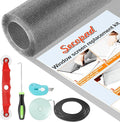 Window Screen Door Repair Kit, 48" x 177" Screen Door Mesh Replacement Kit, Durable Fiberglass Mesh Roll with Tools for Windows Doors Patio and Porch Replacement, Grey