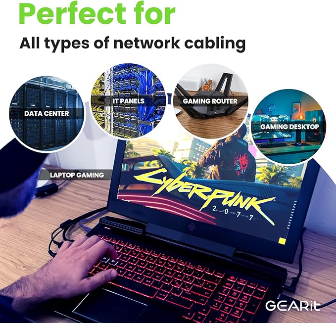 GearIT Cat 6 Ethernet Cable (20-Pack 1 Foot) Cat6 Network Patch, 10Gbps, RJ45, Snagless Cord, Gold-Plated Connectors, Internet for PC, TV, Tablet, Router, Printer, Servers, IT Data Center - Purple