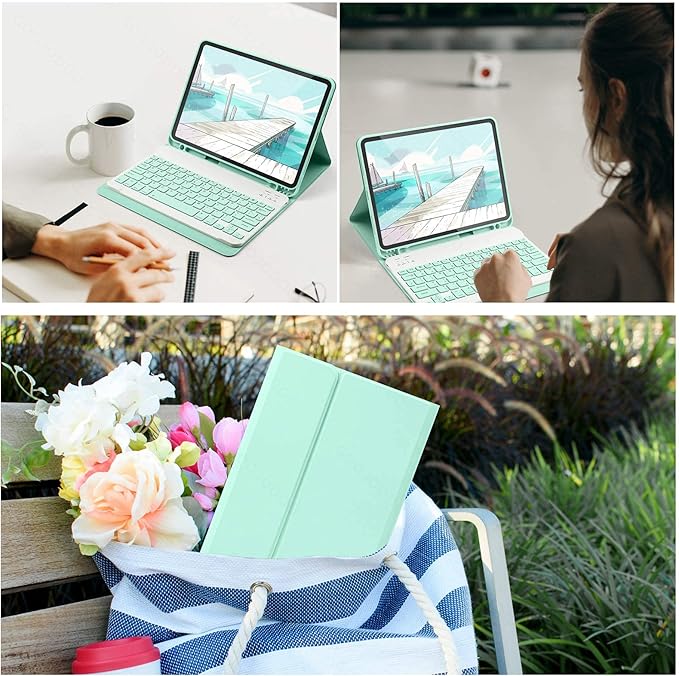 AnMengXinLing Keyboard Case for iPad mini 7th(A17 Pro) 2024/Mini 6th Generation with Mouse,Case for iPad mini7/mini6 with Detachable Wireless Keyboard Pencil Holder Slim Smart Cover, Yellow