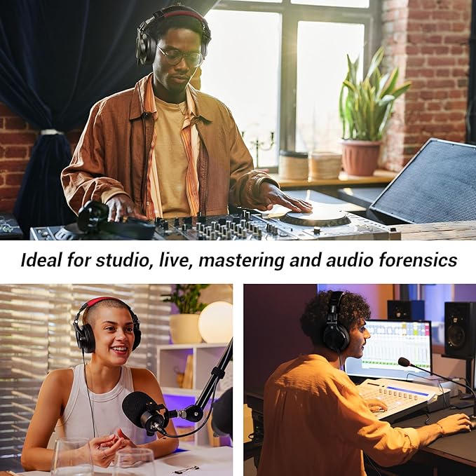 OneOdio A70 Bluetooth Over Ear Headphones, Wireless Headphones w/ 72H Playtime, Hi-Res, 3.5mm/6.35mm Wired Audio Jack for Studio Monitor & Mixing DJ Guitar AMP, Computer Laptop PC Tablet - Red