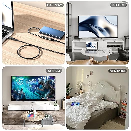 USB-C Extension Cable 16.5ft/5M, Male to Female Extender, Braided Data Cord, 100W PD Fast Charging, 20 Gbps