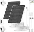 5W Solar Panel for Ring Camera, Solar Panel Charger Compatible with Ring Spotlight Plus/Pro Stick Up Outdoor Cam Battery, 10ft Cable with USB-C to Barrel Plug Adapter & Micro-USB Adapter, 2 Pack