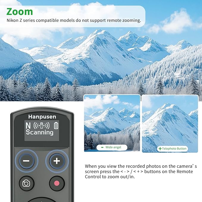 for Nikon Rechargeable Shutter Release,Wireless Camera Remote Control Compatible with P1000,P950,B600,A1000,Z6 II,Z30,Z50,Z5,Z7 II,Z fc,Z f,Z6 III,Z50 II,P1100,Z5II Replaces Nikon ML-L7