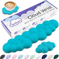 Cloud Wrist Rest Keyboard, Cloud Keyboard Wrist Pad Set with PU Leather Memory Foam, Cute Arm Rest for Palm Support, PC/Gaming Desk Accessories/Office Setup/Computer Hand Cushion - Scuba Blue