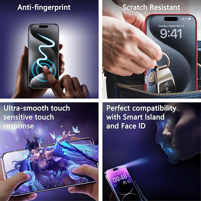 (2-Pack Anti-Spy Privacy Screen Protector for iPhone 12/12 Pro(6.1-Inch),9H Tempered Glass,Full Coverage,Anti-Fingerprint,Auto Dust Removal,Bubble-Free,Easy Installation
