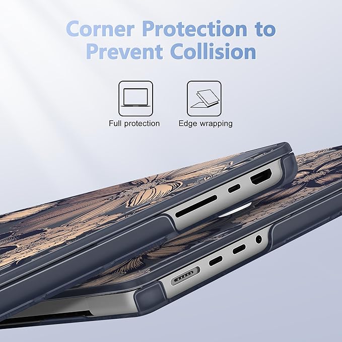 for MacBook Pro 16 inch Case 2021 2022 2023 2024 Release A3186 A3403 M4 A2991 M3 A2780 M2 A2485 M1 Pro/Max, Hard Shell Case with Screen Protector & Keyboard Cover, Spring Floral
