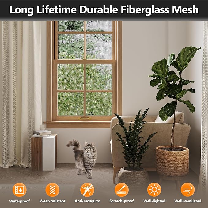 Window Screen Door Repair Kit, 59" x 159" Screen Door Mesh Replacement Kit, Durable Fiberglass Mesh Roll with Tools for Windows Doors Patio and Porch Replacement, Black