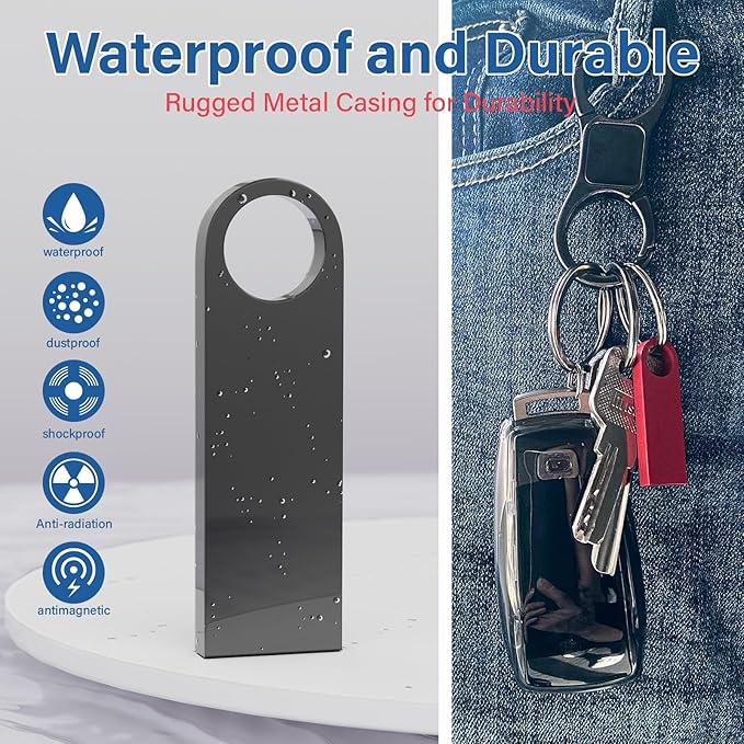 Customizable Flash Drives 128MB, Wooolken Personalized USB 2.0 Thumb Drives 10/20/50/100 Pack, Logo Pendrive Custom Memory Stick USB Engraved Logo (Metal)