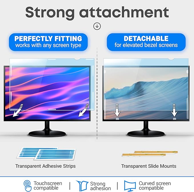 23.8 inch Blue Light Blocking Screen Protector Panel for 16:9 Widescreen Computer Monitor and Laptop - PC Anti-UV Eye Protection Filter Film - Anti-Scratch Diagonal Frame Shield [2 Pack]