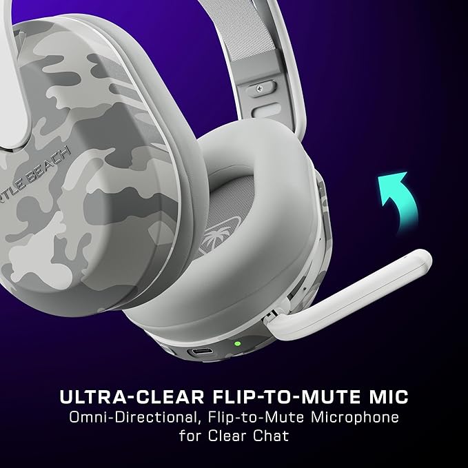 Turtle Beach Stealth 500 Wireless Gaming Headset Licensed for Xbox Series X|S, Compatible with Xbox One, Bluetooth, PC, Mobile, 40 Hr Battery, Memory Foam Cushions, Flip-to-Mute Mic – Arctic Camo