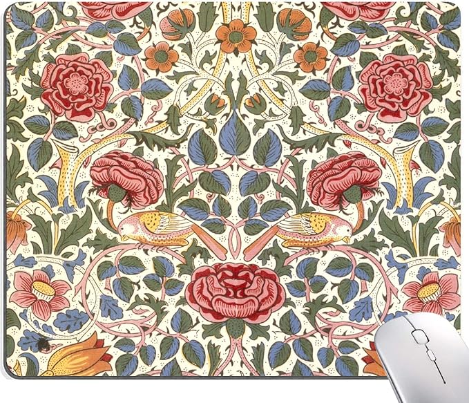 Mouse Pad, Floral Mouse Pad, Square Mouse Mat Waterproof Mousepad Non-Slip Rubber Base Mouse Pads for Office Laptop, William Morris Flowers
