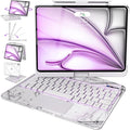 Intermerge for iPad 9th 10.2 inch Keyboard Case, 360° Transparent Multi-Touch Trackpad, 7-Color Backlit Keyboard, Pencil Holder, Type-C, Power Indicator for 9th/ 8th/ 7th - Frost Pulse