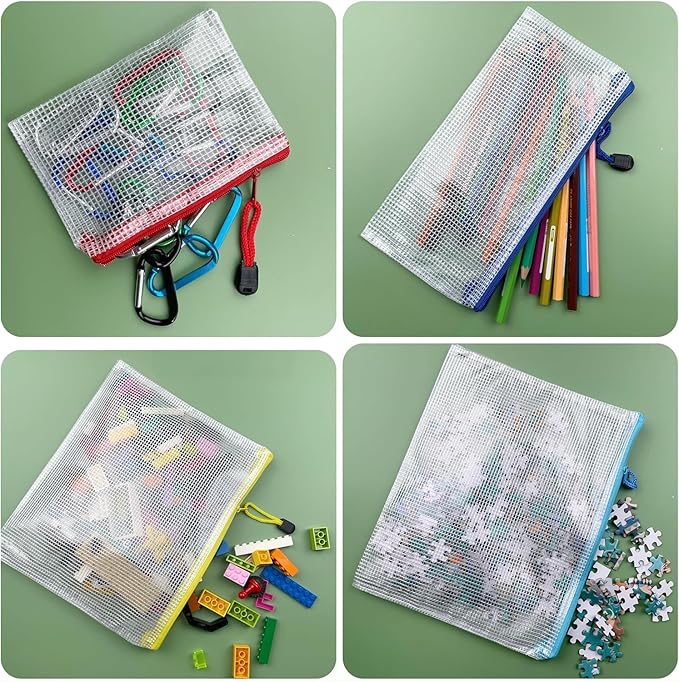Oaimyy-20 Pcs 8"x 10" Inch Mesh Zipper Pouch Bags, Zipper Bags for Organizing Storage, Zipper Pouches, Letter Size, File Bags for School,Puzzle, Board Games and Office Supplies (Color)