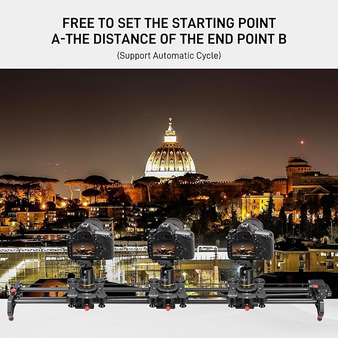 GVM 48"/120CM Carbon Fiber Motorized Camera Slider, Professional Camera Slider with Remote Control, Support Video Mode, Time Lapse Photography, Horizontal, Tracking and 120° Panoramic Shooting