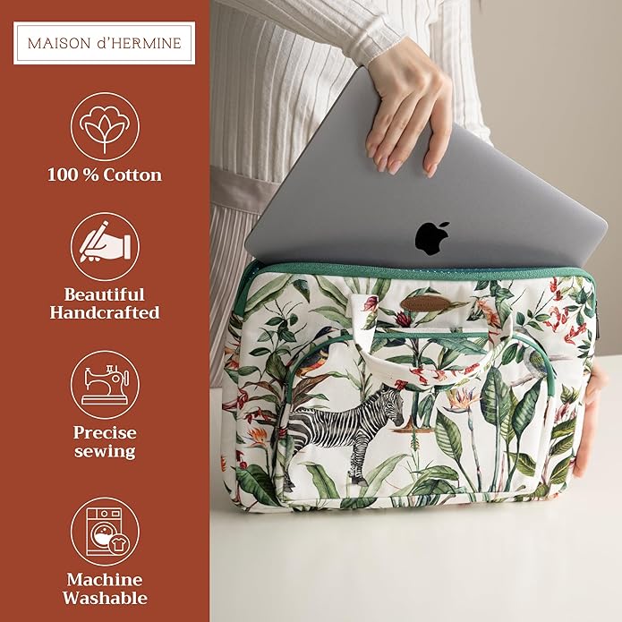 Maison d'Hermine Laptop bag with front pocket Stain and water repellent Cotton canvas