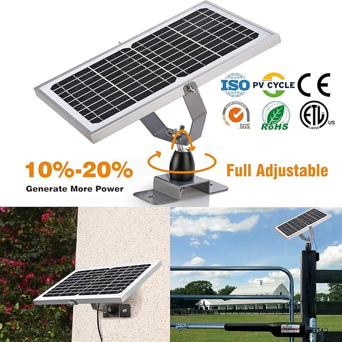 SUNER POWER 10W 12V Solar Battery Charger Maintainer, Built-in Smart MPPT Charge Controller, Adjustable Mount Bracket, Waterproof 10 Watt Solar Panel Kits for Car Automotive Boat Marine RV Trailer