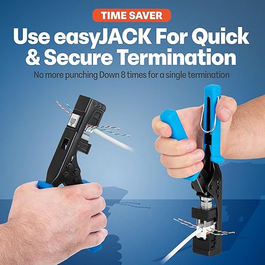 Everest 90° Angled RJ45 Cat5e Keystone Jacks 100-Pack in White - Slim Profile Female RJ45 Connectors - Cat 5e Keystone Jack - Compatible with 90° Angled Speed Termination Tool - easyJACK (B094WB91H3)