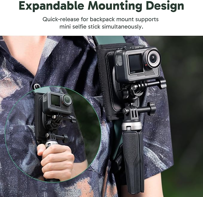 AKASO Quick Release Backpack Shoulder Strap Mount for Gopro 13 12 11 10 9, EK7000/EK7000 Pro/Brave 4/Brave 4 Pro/Brave 7 LE/Brave 7/Brave 8 and Other Action Cameras