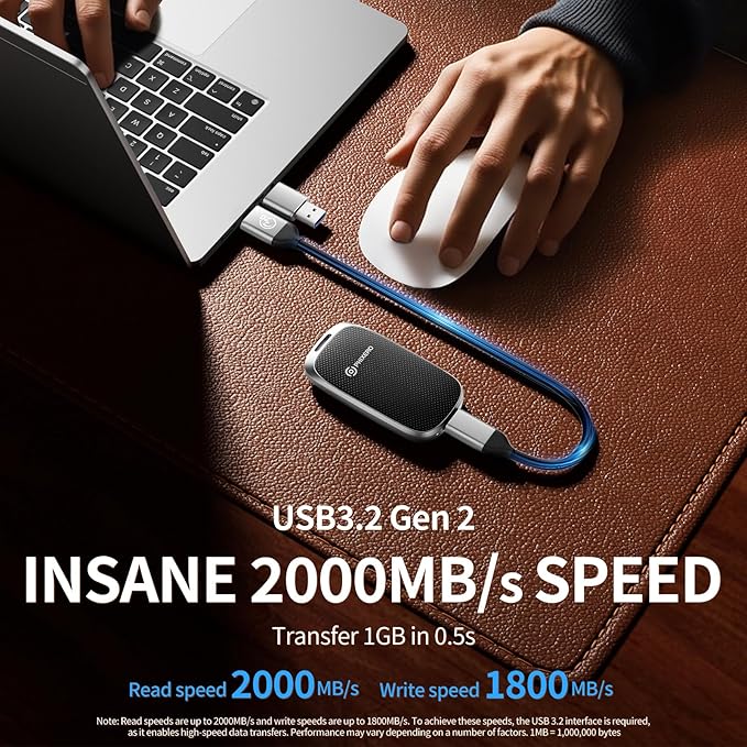 PHIXERO P20 External Portable SSD 512GB,up to 2050Mb/s,External Solid State Drives with 2 in 1 USB C Cable with LED Indicator,USB 3.2 Gen 2 Portable Hard Drive for iPhone 15/16 PRO, Mac, PC & Laptops