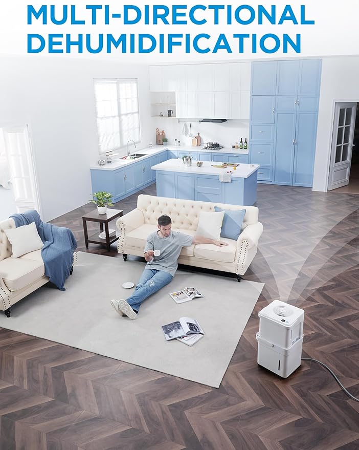 Midea Cube 20 Pint Dehumidifier for Basement, Up to 1,500 Sq. Ft. dehumidifier with drain hose, ENERGY STAR Certificated, Smart Control, Compatible with Alexa, White
