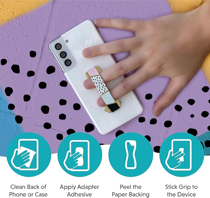 LOVEHANDLE Universal Phone Grip for Smartphones & Mini Tablets - Phone Holder for Hand - Wireless Charging Compatible - Made in The USA - Honeyed Blooms