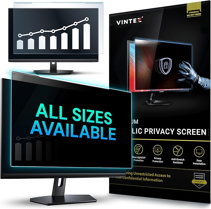 Universal Acrylic 23, 23.6, 23.8, 24 Inch Computer Privacy Screen Filter for Widescreen Computer Monitors - 21.2" x 13.4" (541 x 342 mm) - Monitor Frame Hanging Type