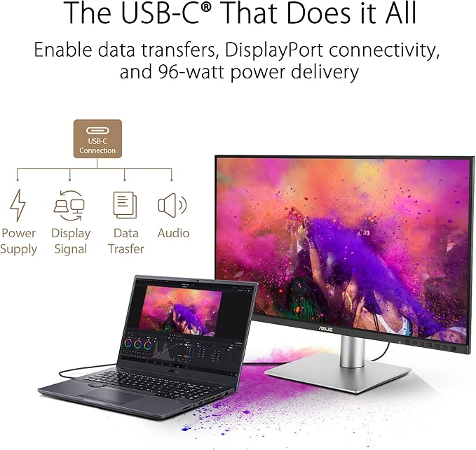 ASUS ProArt Display 24” (23.8 inch viewable) 1440P Professional Monitor (PA24ACRV) – IPS, QHD (2560 x 1440),Pre-Calibrated, 95% DCI-P3, ΔE < 2, Calman Verified, USB-C PD 96W, HDR400, 3 yr Warranty