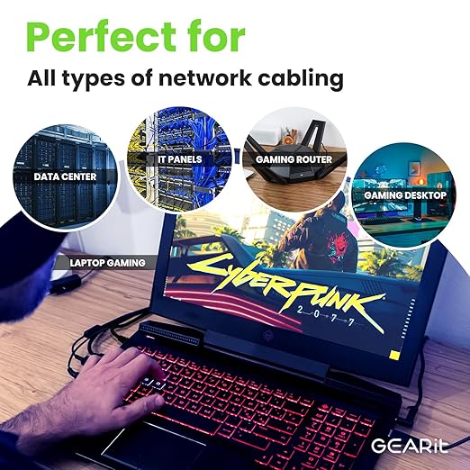 GEARit Cat 6 Ethernet Cable Pack - 10-Pack 50 ft Cat6 Ethernet Patch Cables | RJ45 Network Patch Cable, 10 Gbps Snagless Gold-Plated Connectors - Ethernet Cable Cat 6 for PC, TV, Router - Black