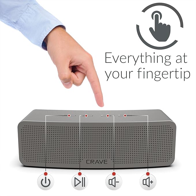 Crave Curve Portable Bluetooth Wireless Intelligent Speaker with Enhanced Bass, Built-in Microphone and Speakerphone