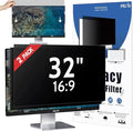 [2 Pack] 32 Inch Privacy Screen for Computer Monitor 16:9 Aspect Ratio, Eye Protection Anti Blue Light Glare Shield, 32inch Removable Black Blackout Anti Spy Desktop Security Private Filter